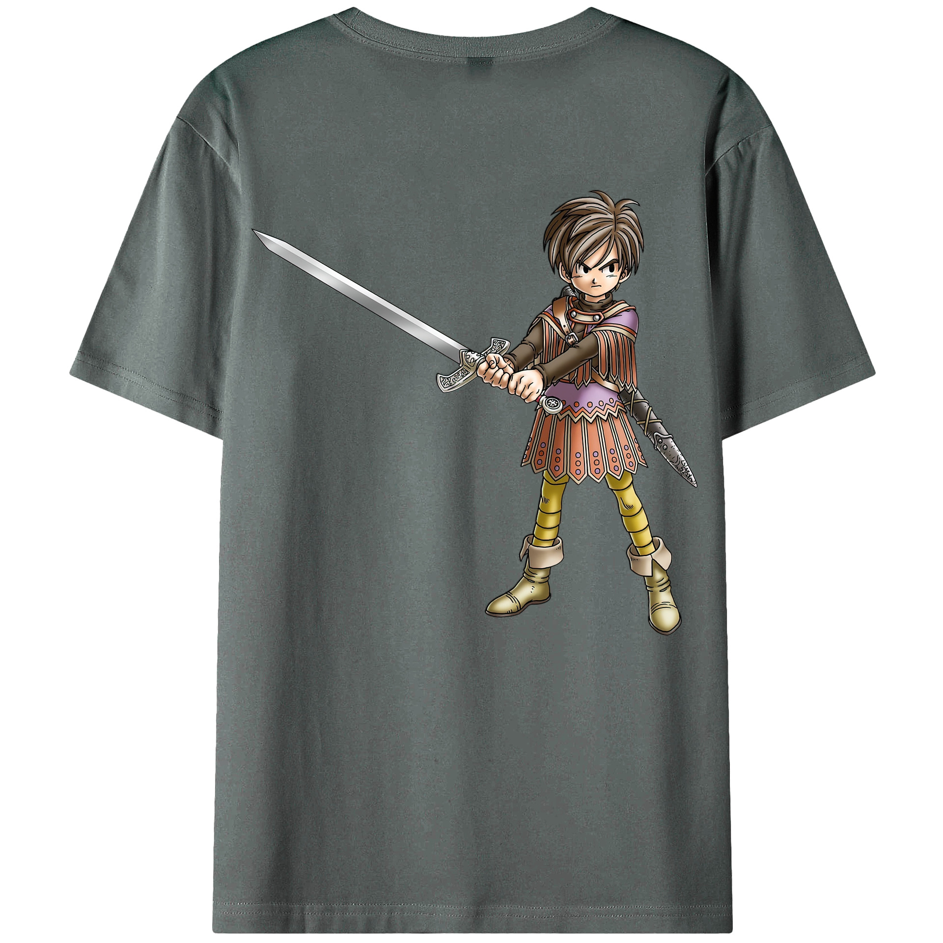 （画像用） ドラゴンクエスト Doragon Kuesuto Dragon Quest 綿100％ メンズ半袖Tシャツ（バックプリント） 通気性